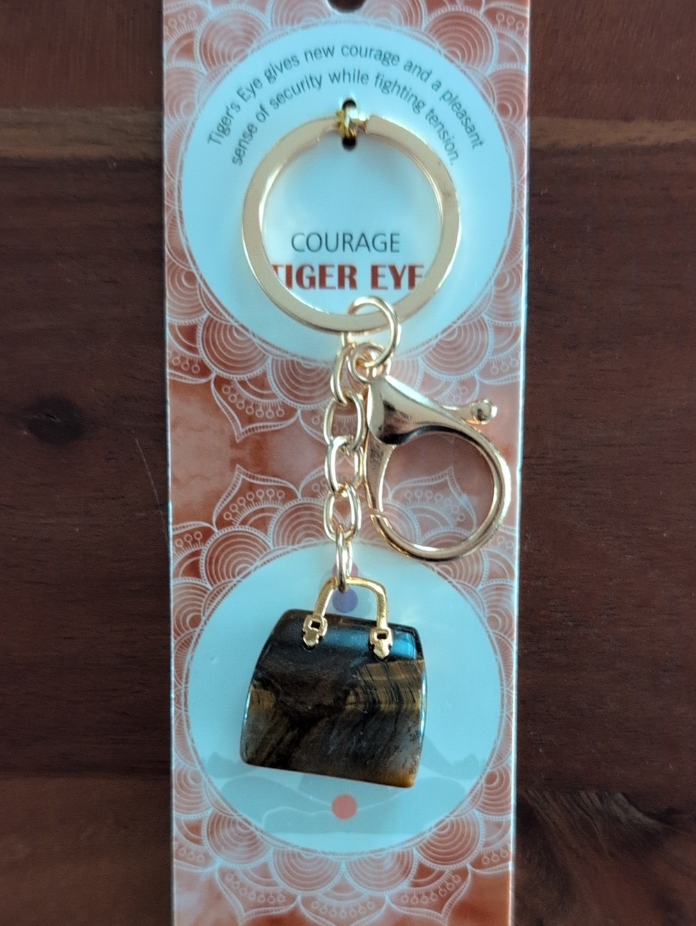 Gold Tiger Eye Bag Charm Keychain